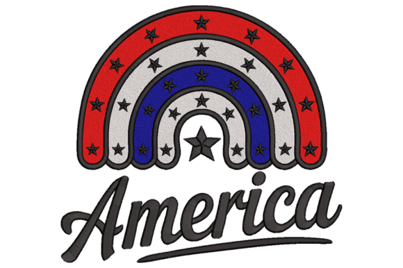 America Patriotic Rainbow Embroidery Design Review