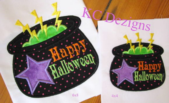 Halloween Cauldron Applique for Boutique Apparel