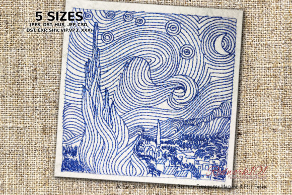 Starry Night by Van Gogh Redwork: A Designer's Review